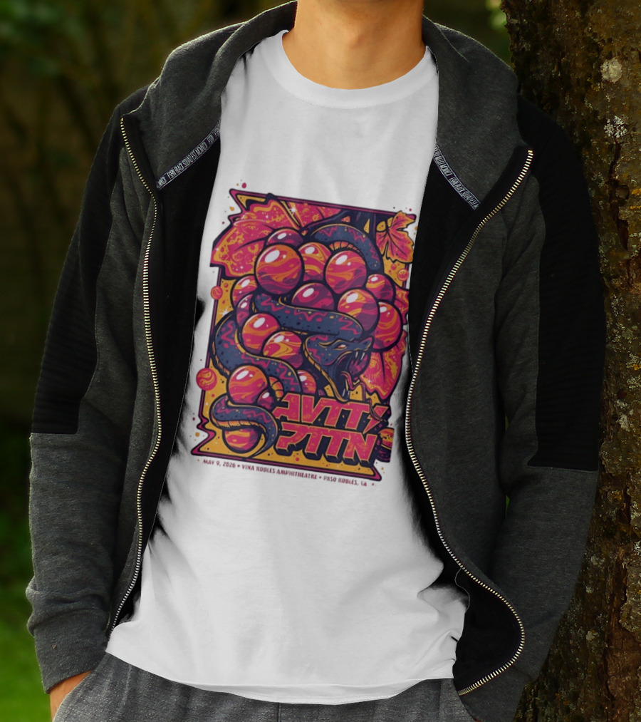 Avett Brothers Paso Robles CA 2026 May 9 Tour Snake Grapes T-Shirt