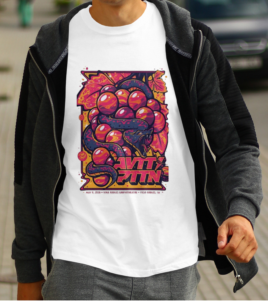 Avett Brothers Paso Robles CA 2026 May 9 Tour Snake Grapes T-Shirt