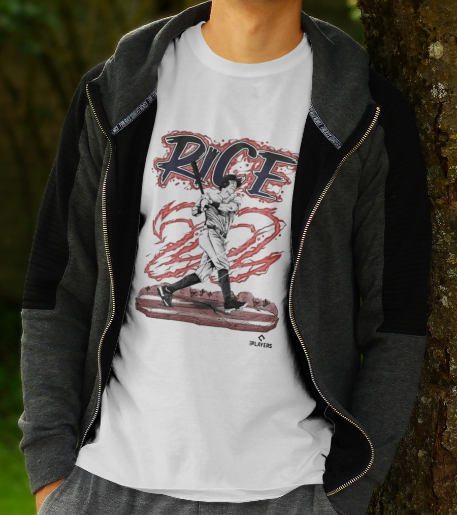 Rice 22 Power Swing Baseball Player Action T-Shirt