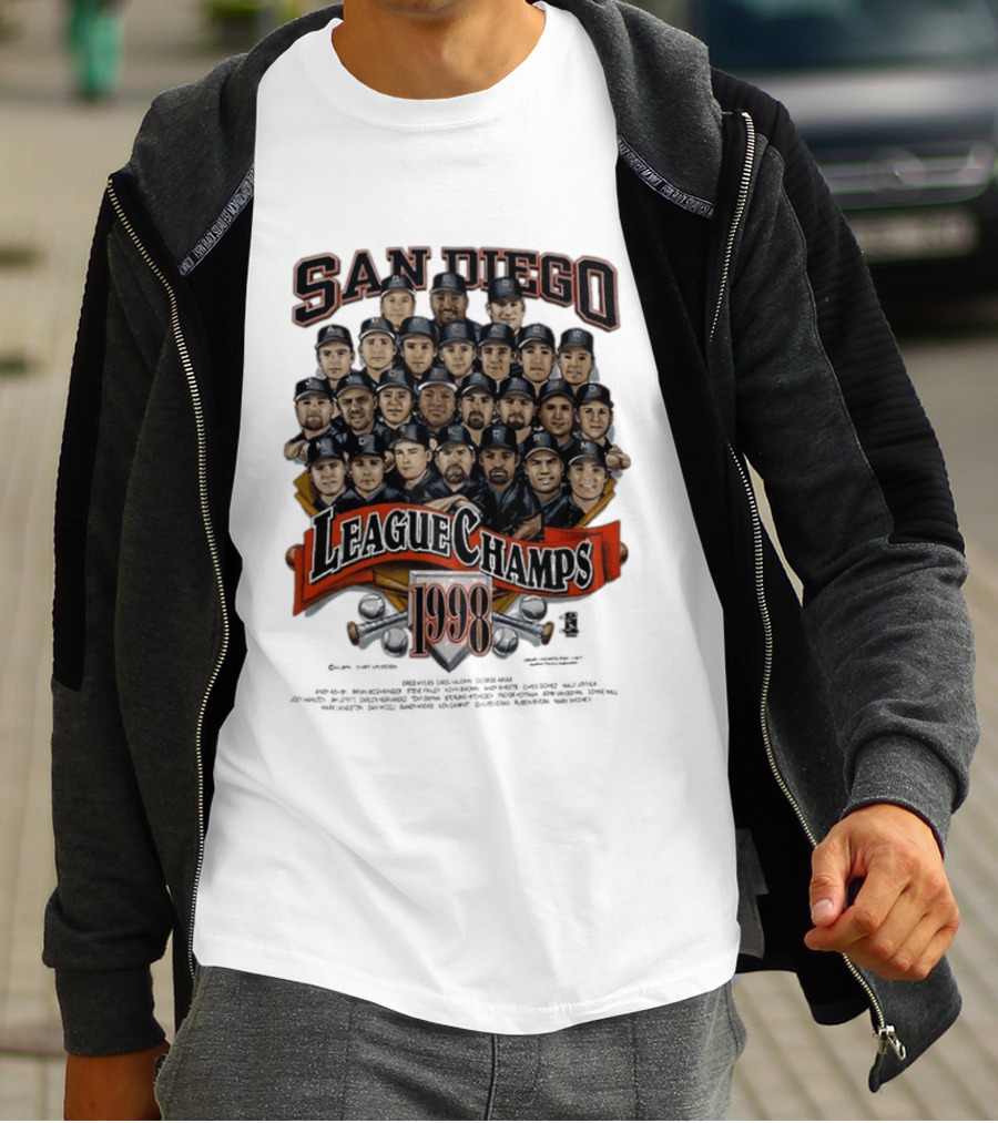 San Diego Padres 1998 League Champs Legends Team Montage T-Shirt