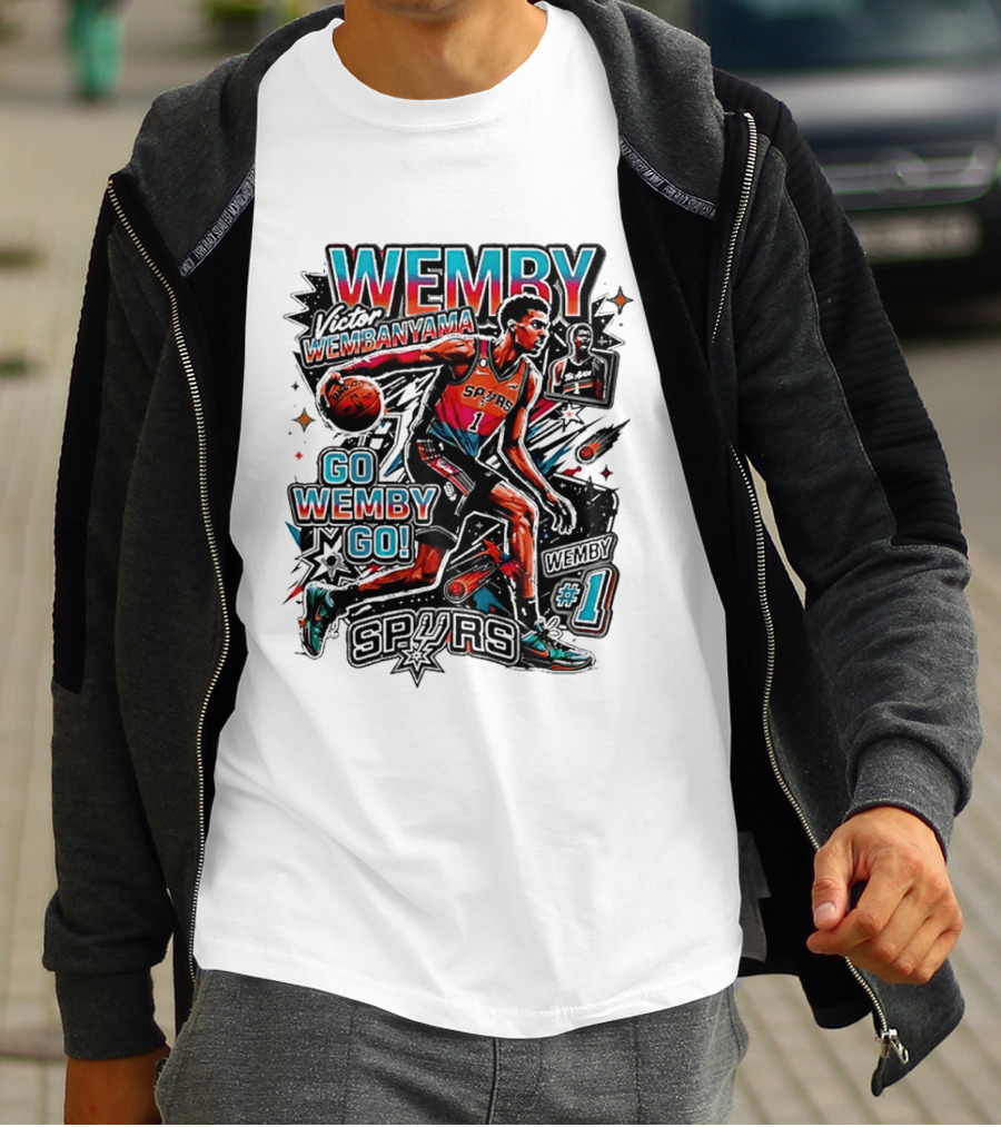 Victor Wembanyama Spurs Go Wemby Go Basketball Number 1 T-Shirt