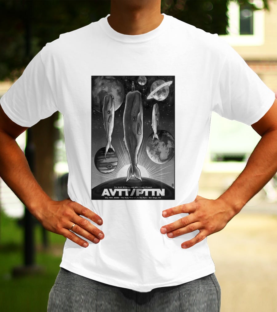 The Avett Brothers Mike Patton May 10 2026 AVT PTN San Diego Jacobs Park Whales Planets T-Shirt