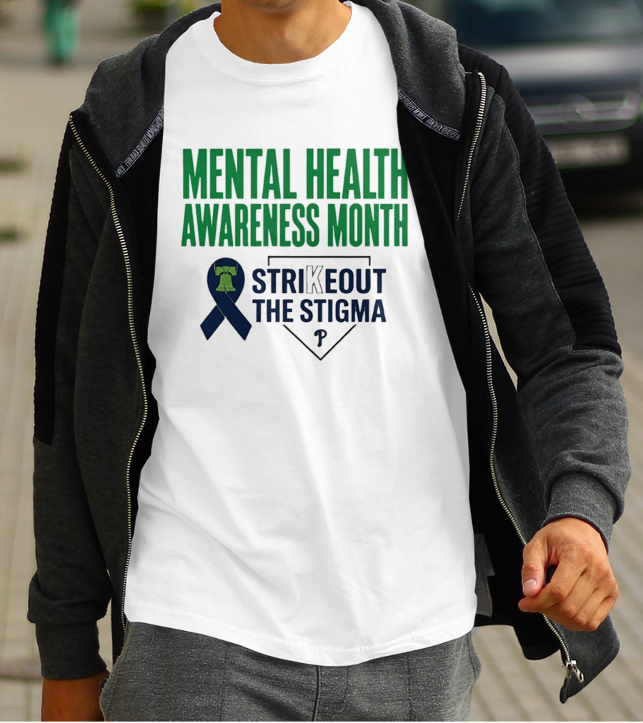 Philadelphia Phillies Mental Health Awareness Month Strikeout The Stigma T-Shirt