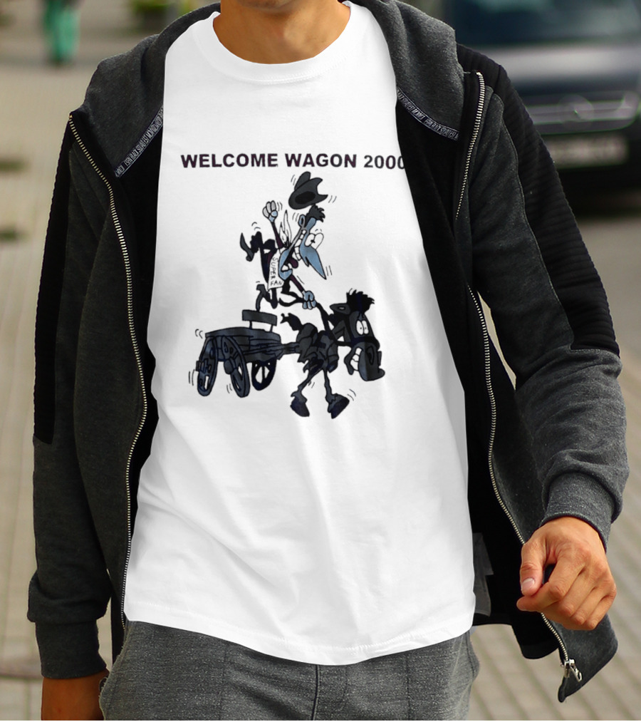 Welcome Wagon 2000 Cartoon Cowboy On A Horse T-Shirt