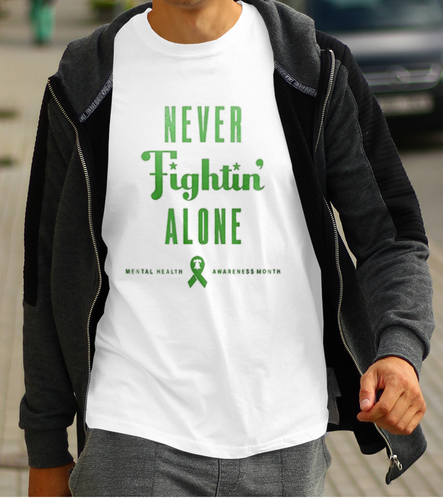 Philadelphia Phillies Never Fightin' Alone Mental Health Awareness Strikeout Stigma T-Shirt