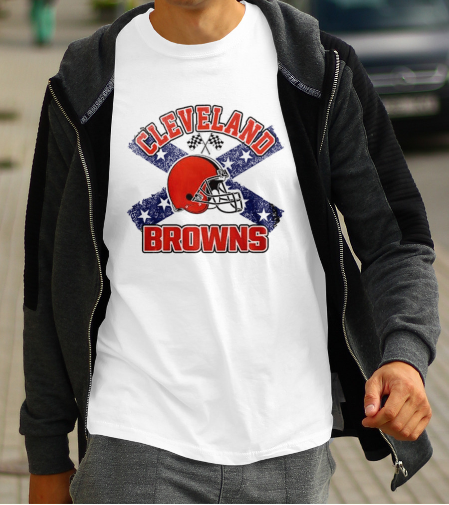 Cleveland Browns Helmet Dukes Of Hazzard Flag T-Shirt