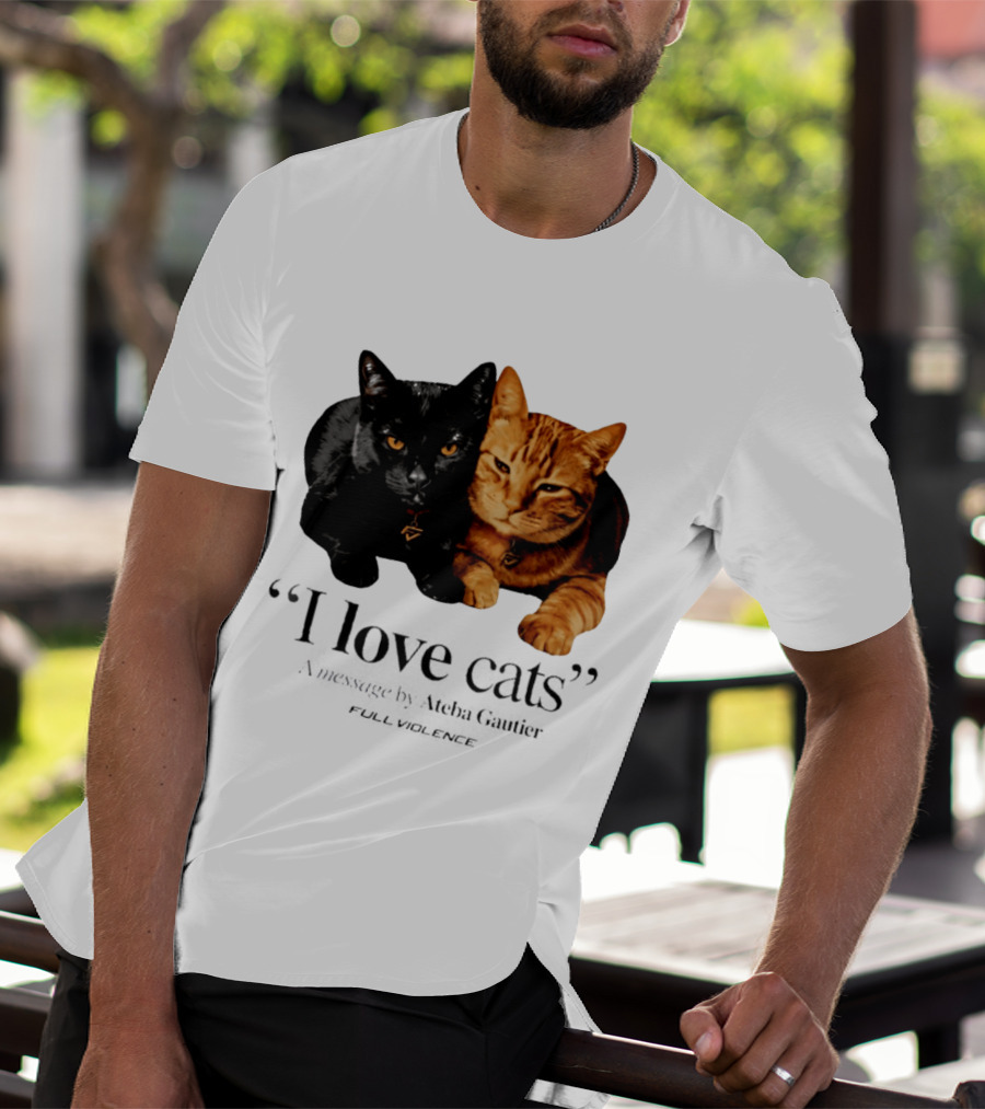 I Love Cats Ateba Gautier Full Violence Black And Ginger Cat Duo T-Shirt