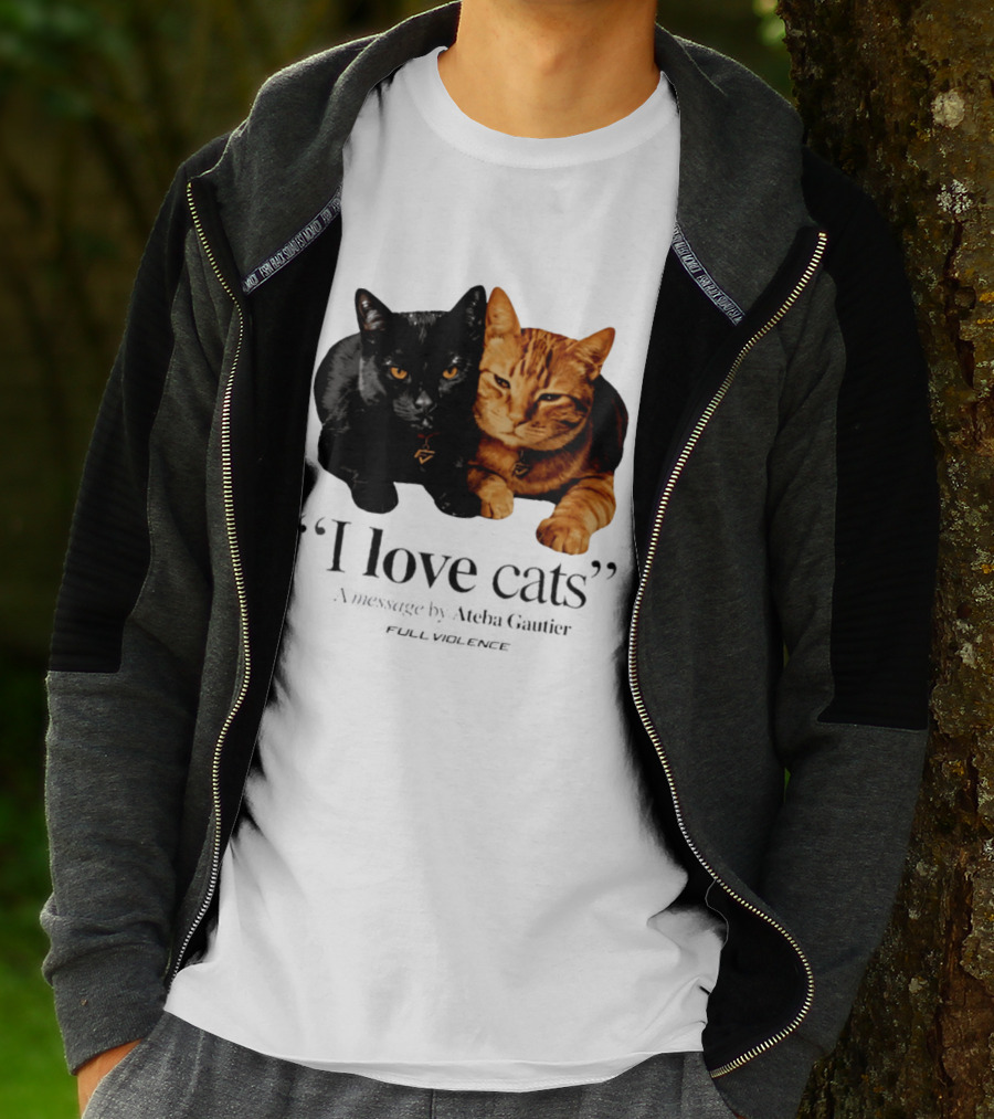 I Love Cats Ateba Gautier Full Violence Black And Ginger Cat Duo T-Shirt
