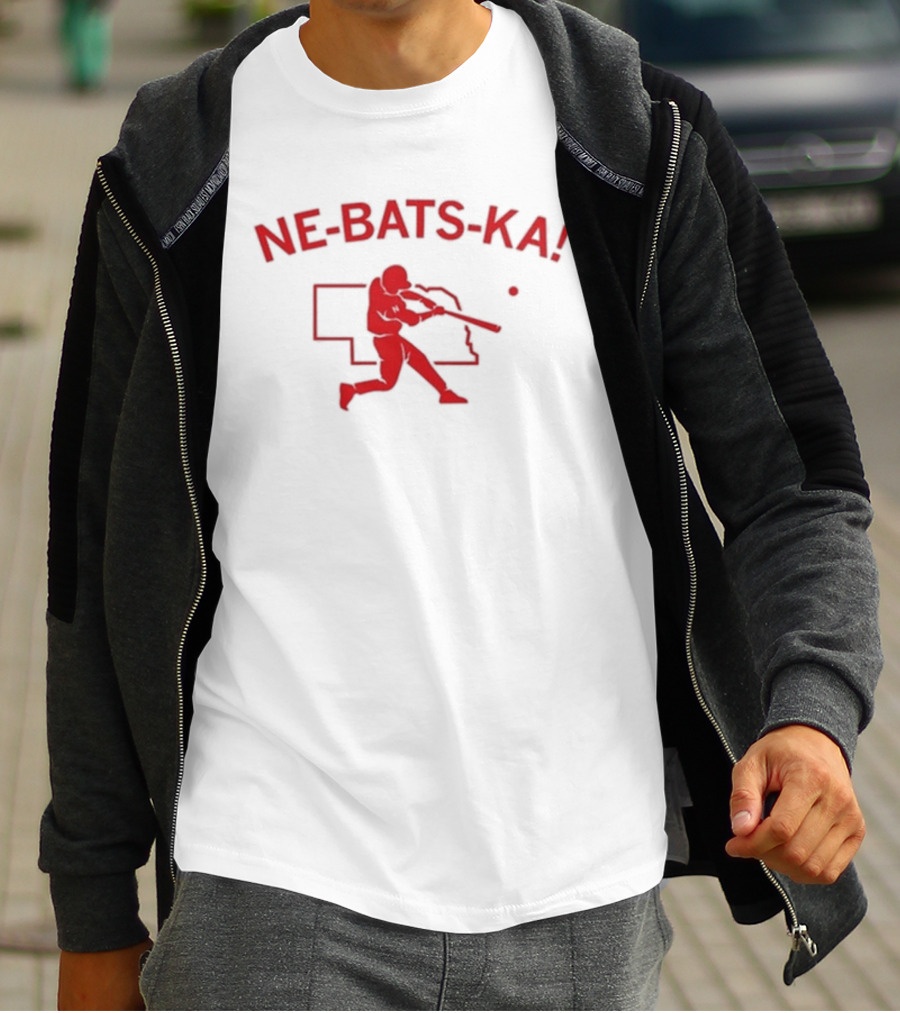 Ne Bats Ka Baseball Player Nebraska Outline Red T-Shirt