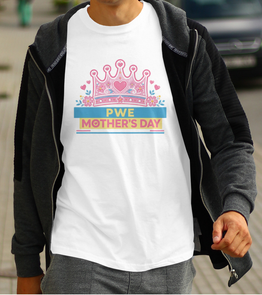 PWE Mother's Day Pink Crown Heart Flowers T-Shirt