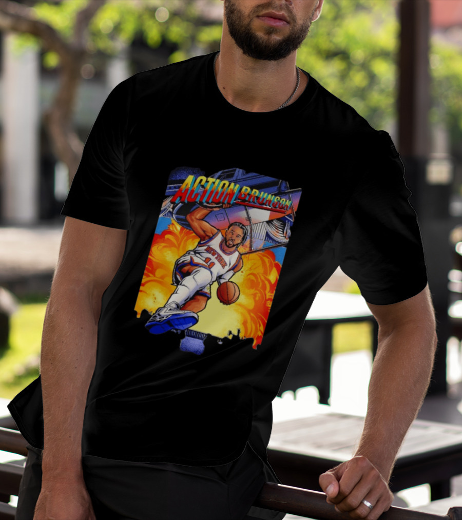 Action Brunson New York Knicks Basketball Comic Explosive Dynamic T-Shirt
