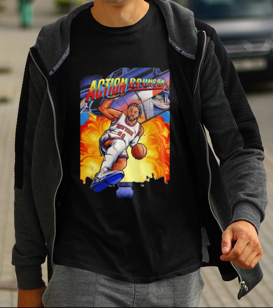 Action Brunson New York Knicks Basketball Comic Explosive Dynamic T-Shirt