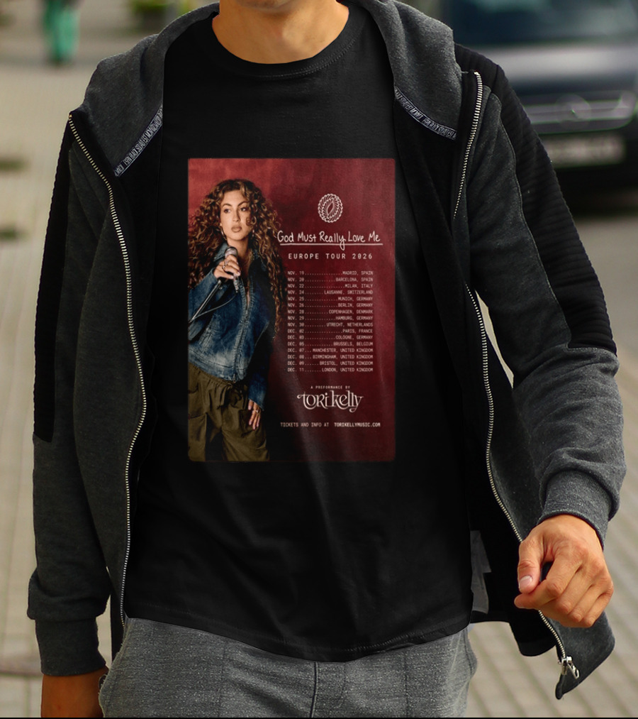 Tori Kelly Europe Tour 2026 God Must Really Love Me Concert Dates T-Shirt