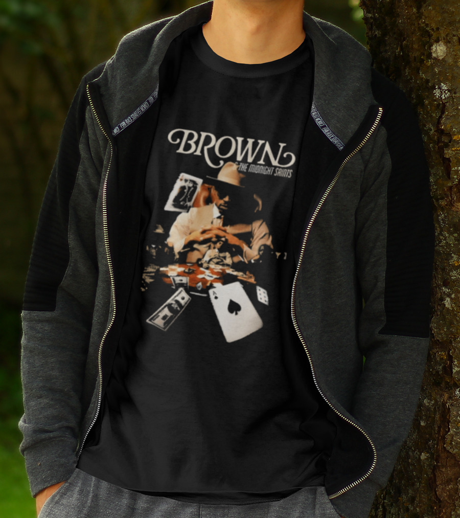 BROWN The Midnight Saints Playing Cards And Chips Explosion T-Shirt