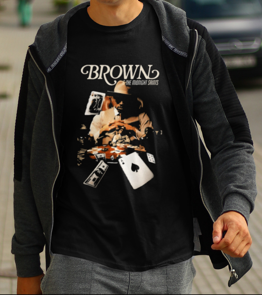 BROWN The Midnight Saints Playing Cards And Chips Explosion T-Shirt