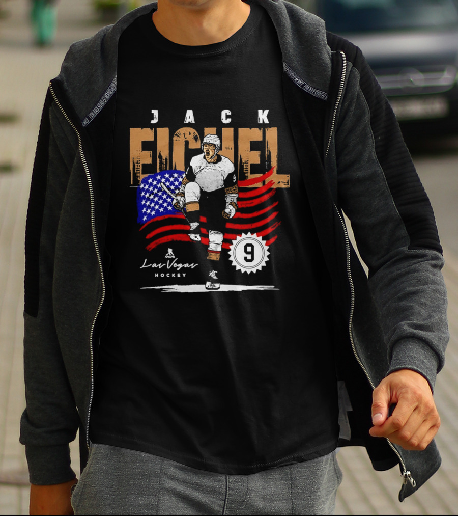 Jack Eichel American Flag Las Vegas Hockey 9 T-Shirt