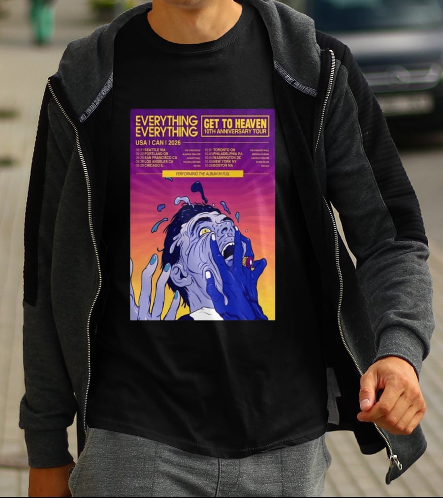 Everything Everything Get To Heaven 10th Anniversary Tour 2026 USA Canada Dates T-Shirt