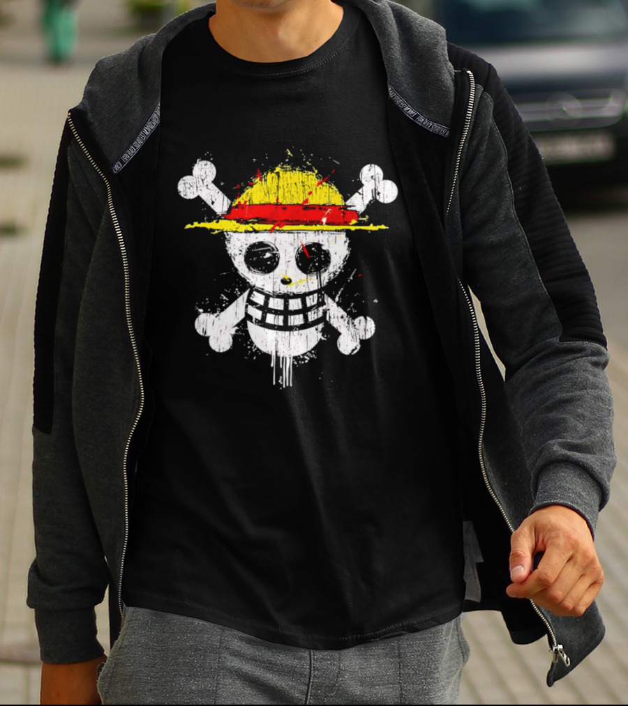 Jolly Roger Straw Hat Pirate Skull Monkey D. Luffy One Piece T-Shirt