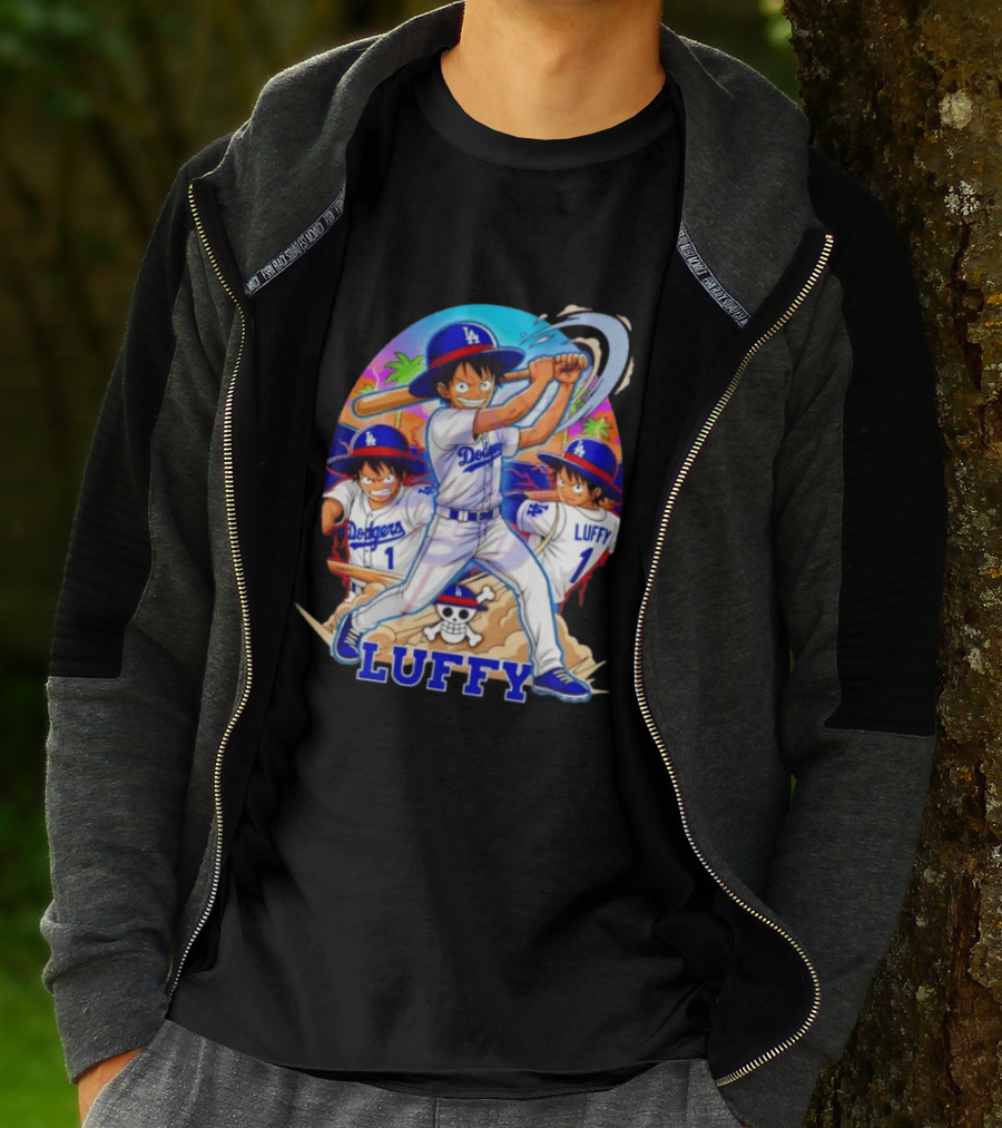 Monkey D. Luffy Dodgers Baseball 2026 Anime T-Shirt
