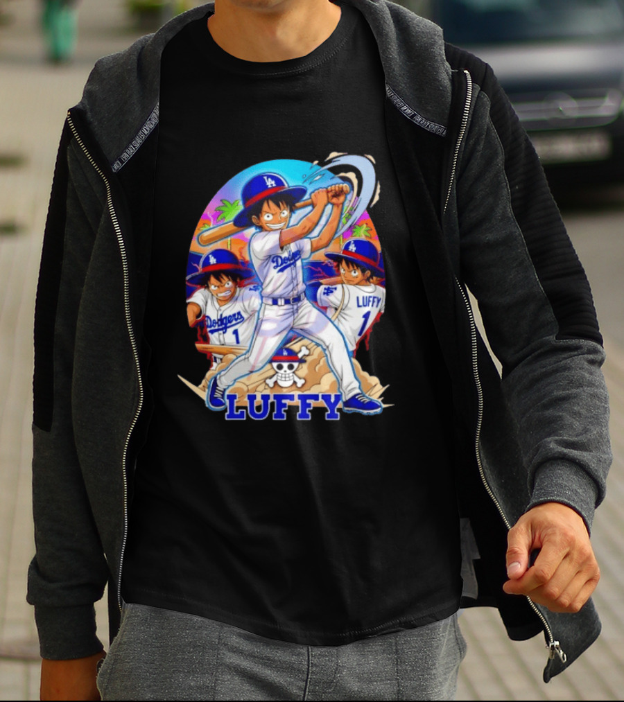 Monkey D. Luffy Dodgers Baseball 2026 Anime T-Shirt