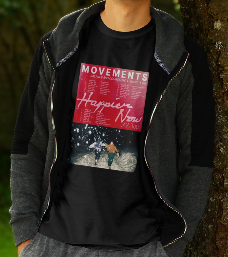 Movements Happier Now USA Tour 2026 Balance And Composure Midrft NIIS Snow Scene T-Shirt