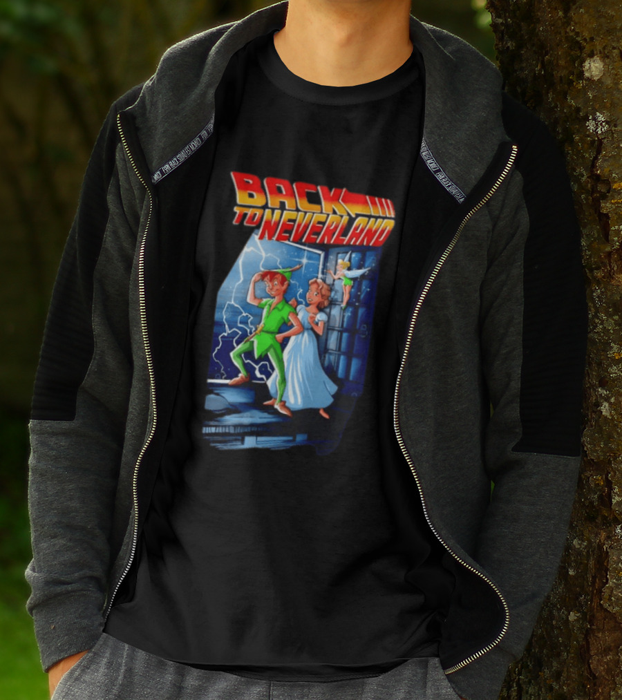 Back To Neverland Peter Pan Wendy Tinkerbell Mashup Back To The Future T-Shirt