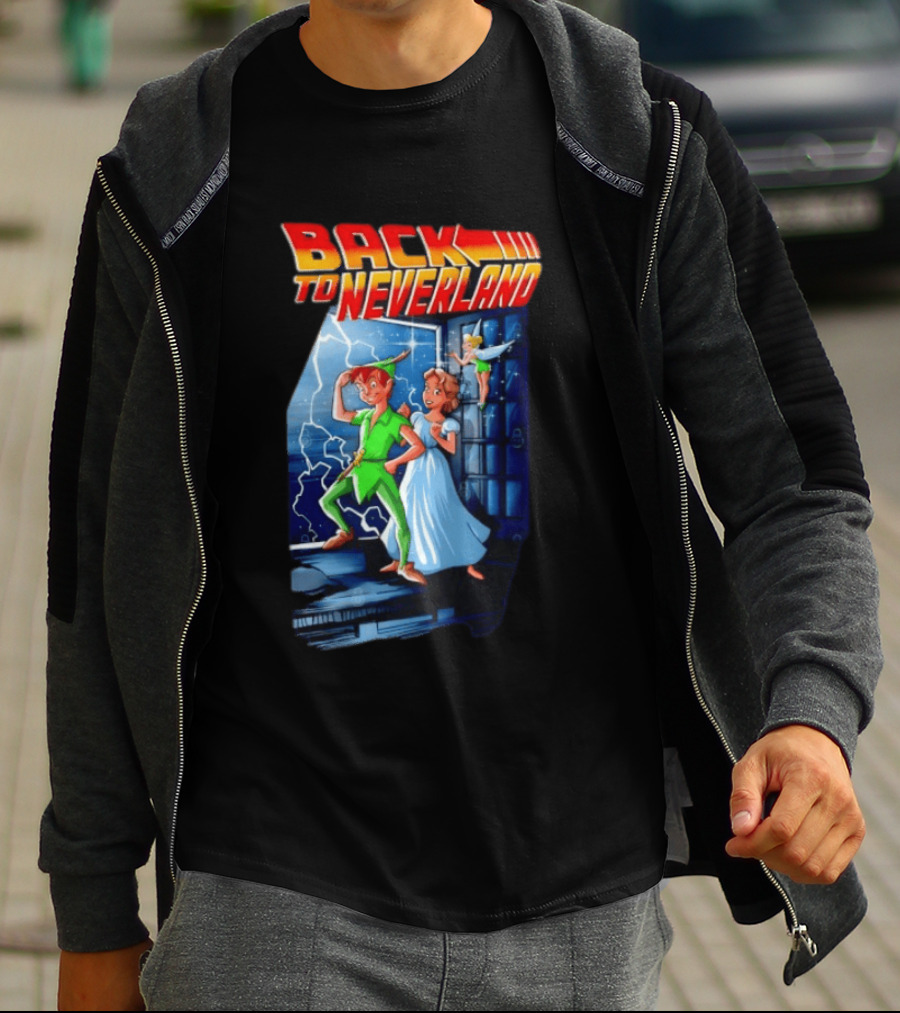Back To Neverland Peter Pan Wendy Tinkerbell Mashup Back To The Future T-Shirt