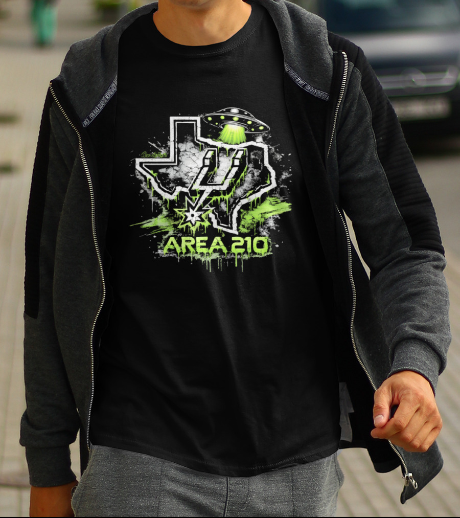 San Antonio Area 210 Spurs Fiesta UFO Texas Map T-Shirt