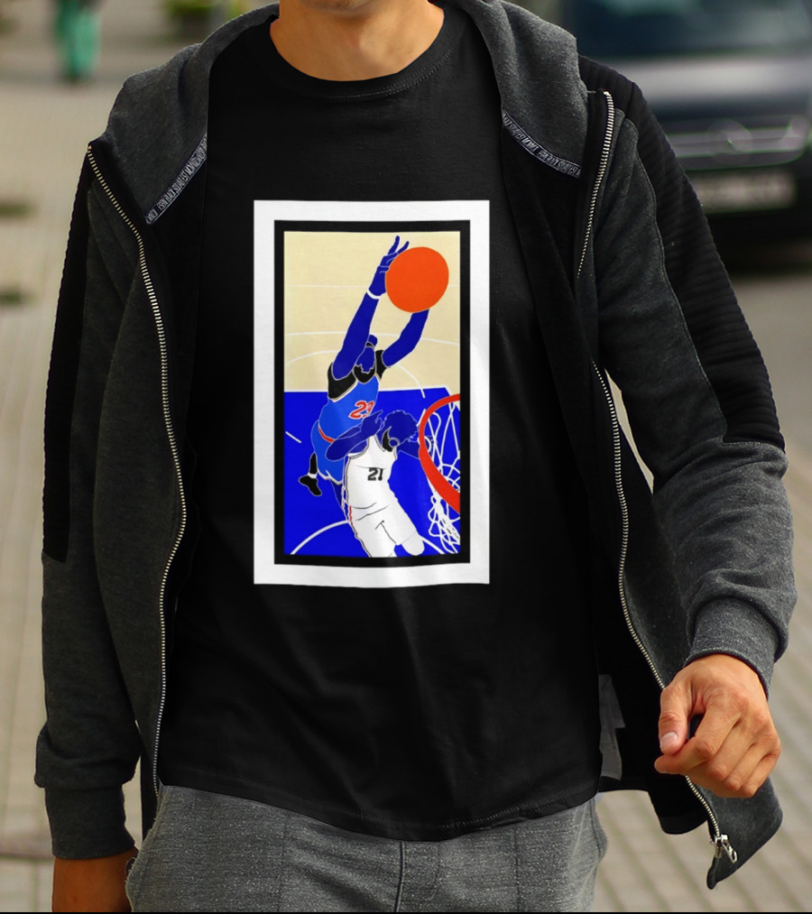 Mitchell Robinson Slam Dunk Over Joel Embiid New York Knicks T-Shirt