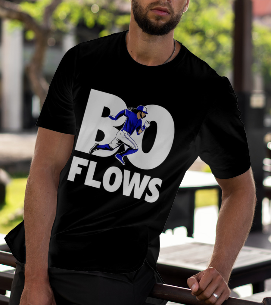 Bo Flows Running Baseball Player In Blue Uniform T-Shirt