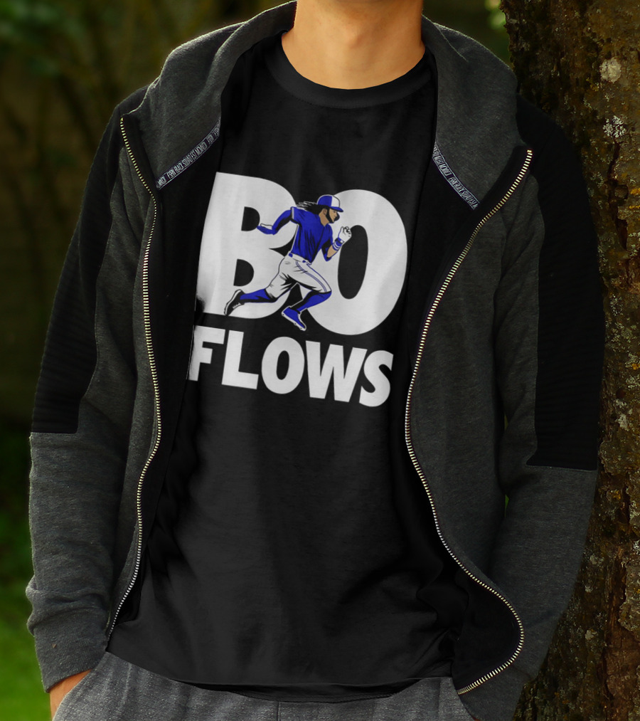 Bo Flows Running Baseball Player In Blue Uniform T-Shirt