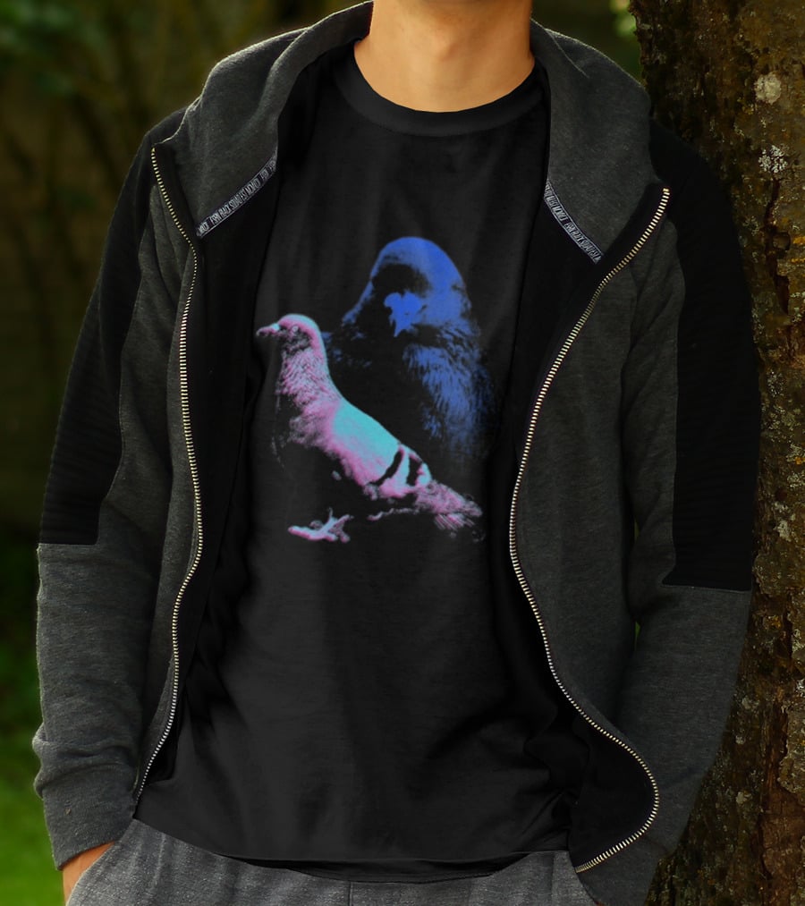 It's Just A Pigeon Neon Duo Bold Colors Contrast T-Shirt