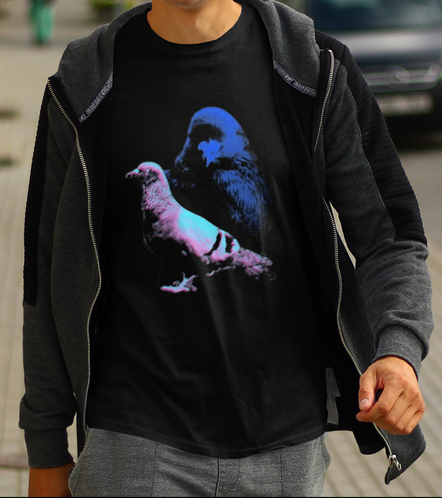 It's Just A Pigeon Neon Duo Bold Colors Contrast T-Shirt