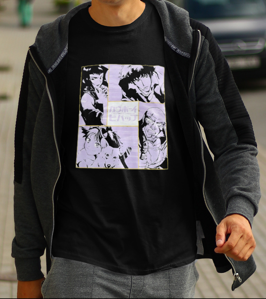 Cowboy Bebop Anime Characters Collage Faye Spike Ein Jet T-Shirt