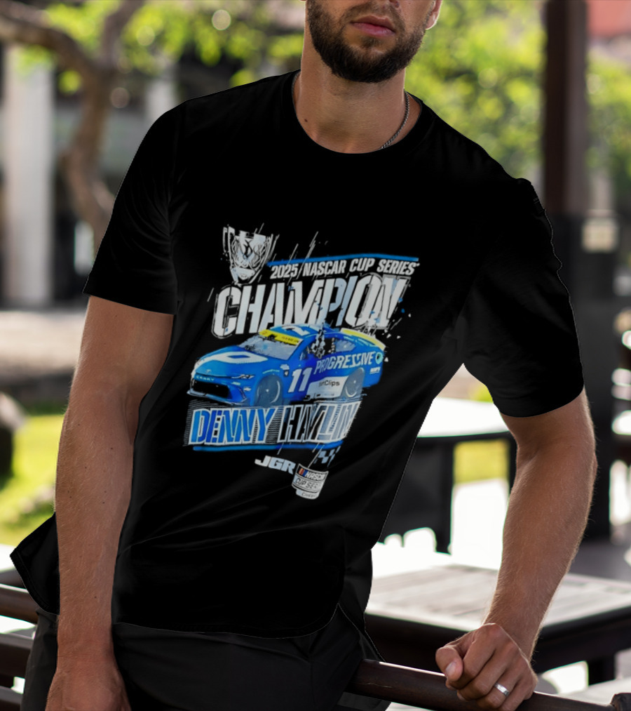 Denny Hamlin 2025 NASCAR Cup Series Champion Progressive Car 11 Joe Gibbs Racing T-Shirt