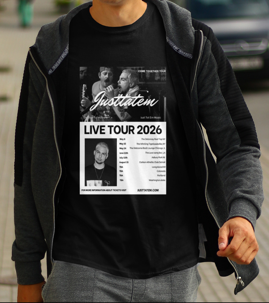 Live Tour 2026 Justtatem Come Together Justin Barona Tour Dates T-Shirt