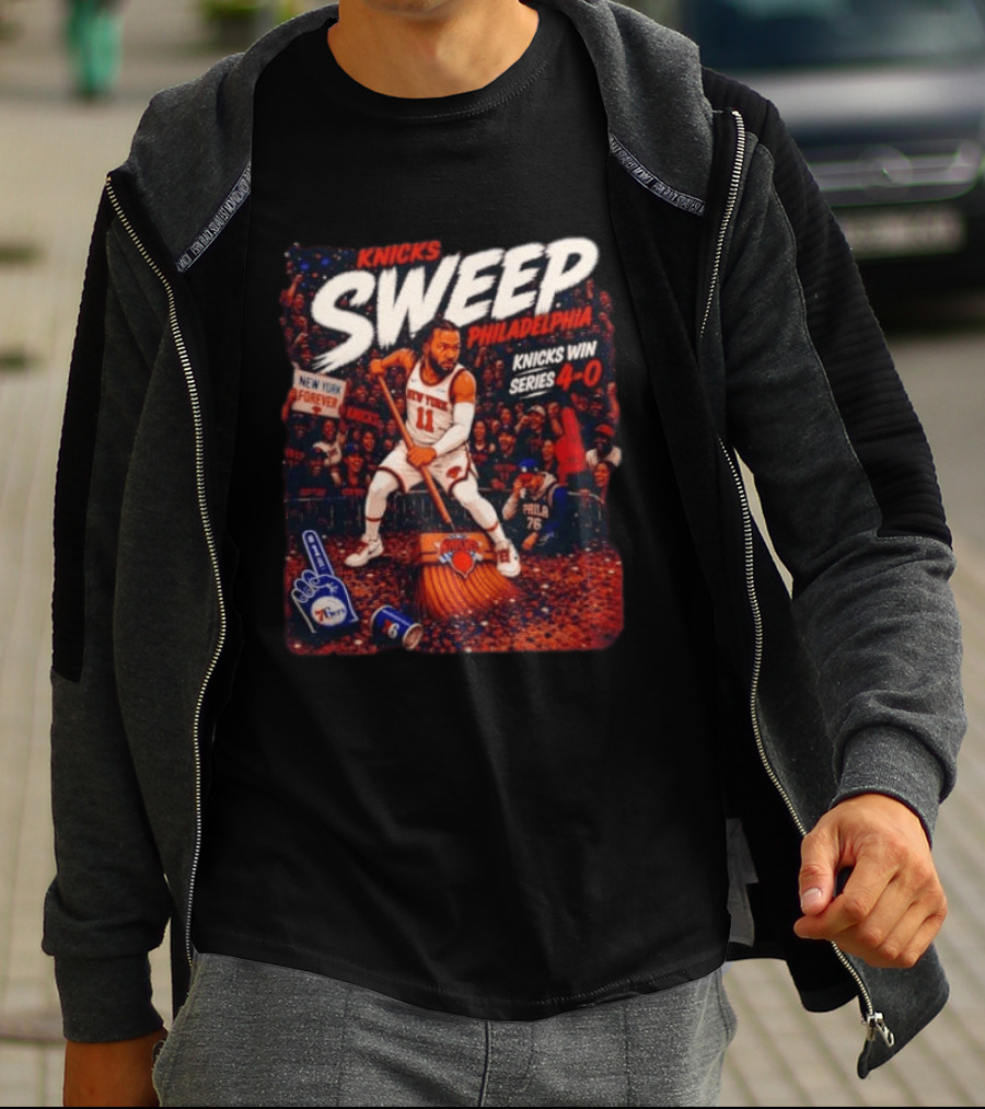 Knicks Sweep Philadelphia Knicks Win Series 4 0 New York Forever T-Shirt