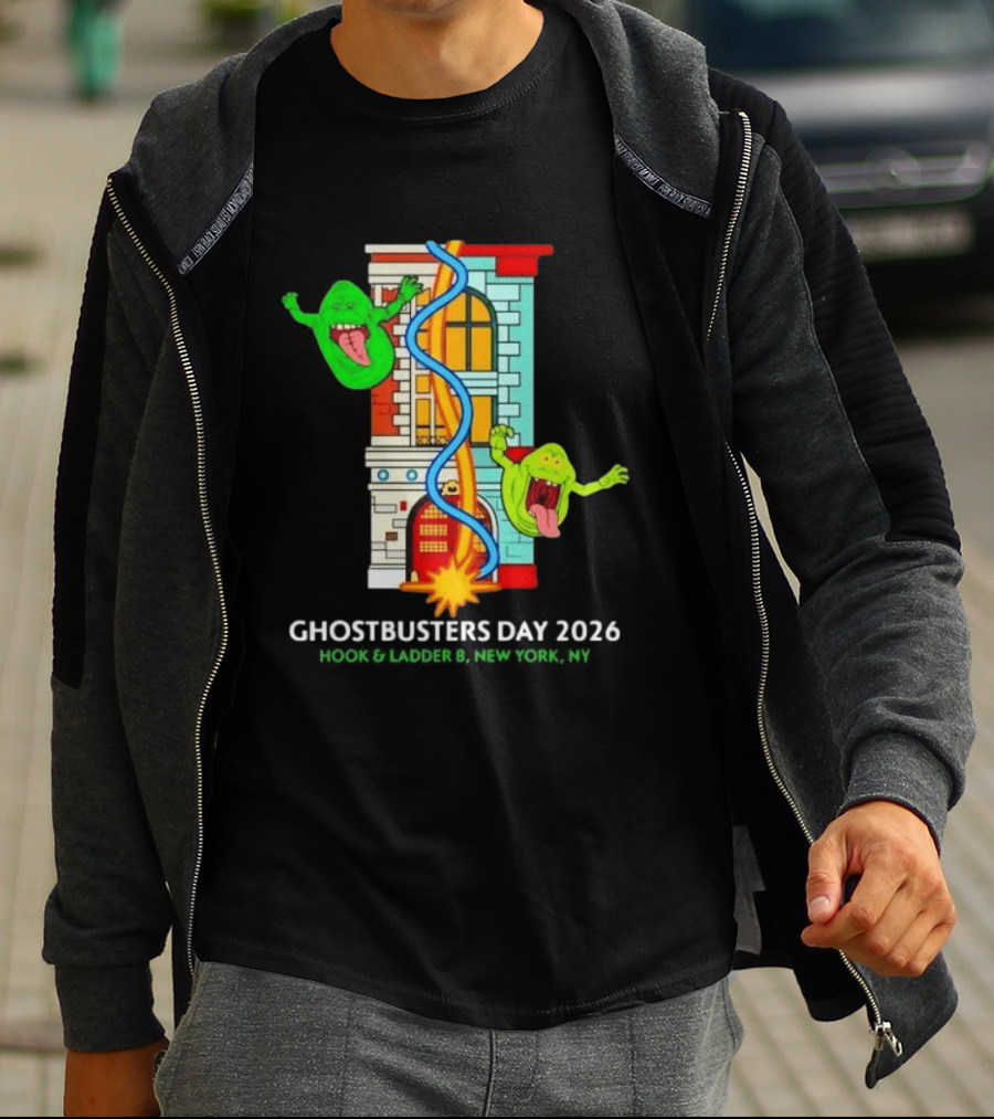 Ghostbusters Day 2026 Hook & Ladder 8 Firehouse Slimer Double Feature T-Shirt