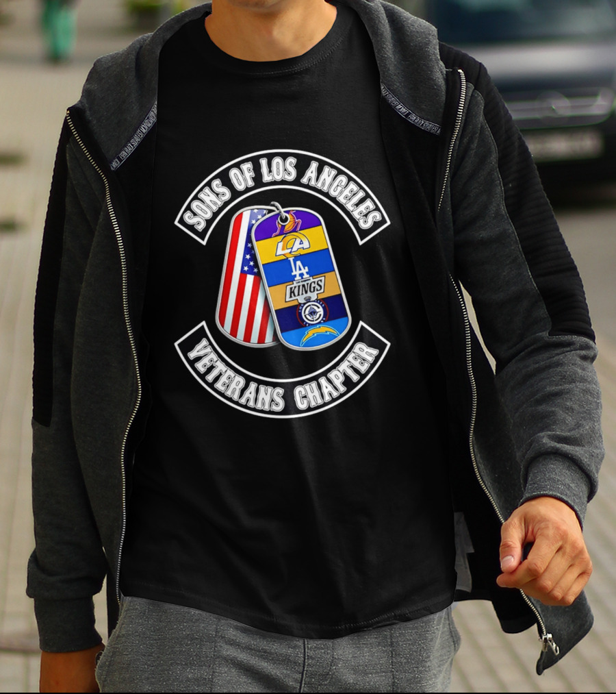 Sons Of Los Angeles Veterans Chapter LA Sports Dog Tags American Flag T-Shirt