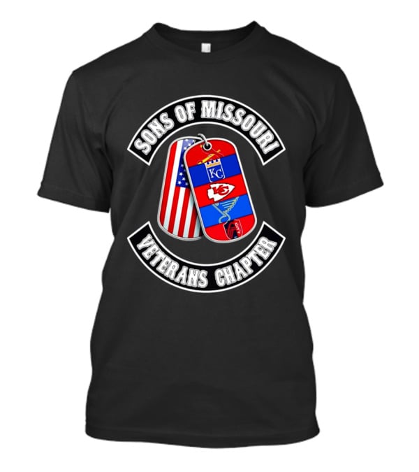 Sons Of Missouri Veterans Chapter Dog Tags KC Chiefs St. Louis Cardinals STL Blues USA Flag T-Shirt