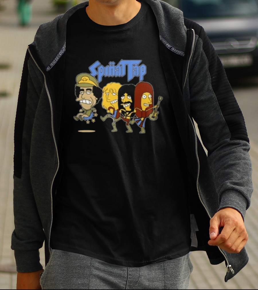 Spinattap 1992 World Tour London Paris Munich Springfield Gaddafi Cartoon Characters T-Shirt