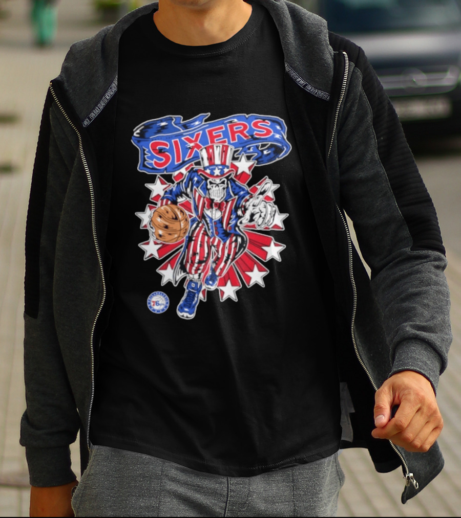 Philadelphia 76ers Warren Lotas Stars And Stripes Uncle Sam Basketball T-Shirt