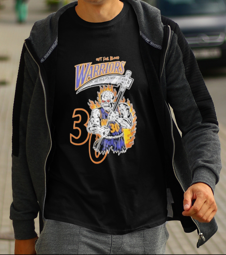 Stephen Curry 30 Golden State Warriors Out For Blood Warren Lotas Iconic Skull T-Shirt