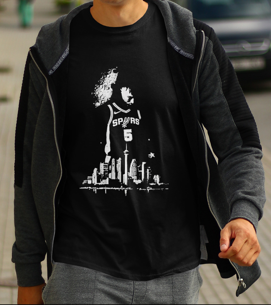 Stephon Castle Spurs Jersey San Antonio Skyline Basketball T-Shirt