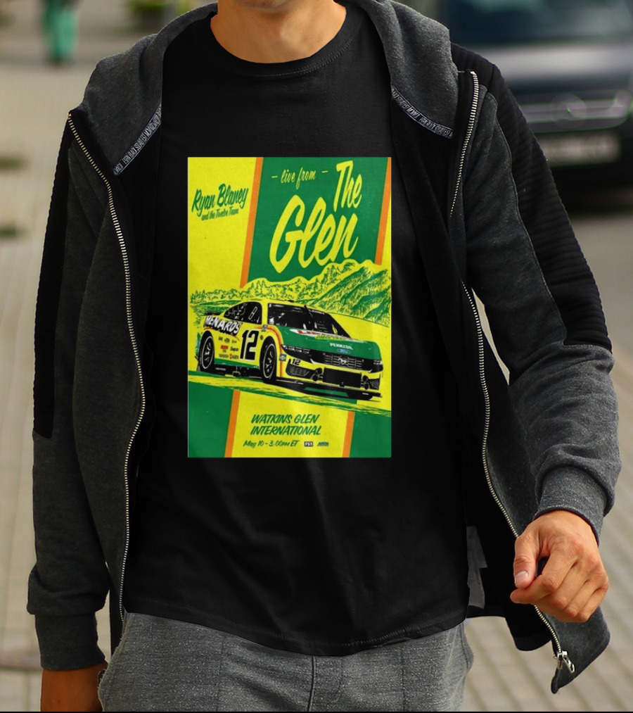 Ryan Blaney Live From The Glen Watkins Glen International May 10 3:00pm ET NASCAR Race Team Menards Pennzoil Car 12 T-Shirt