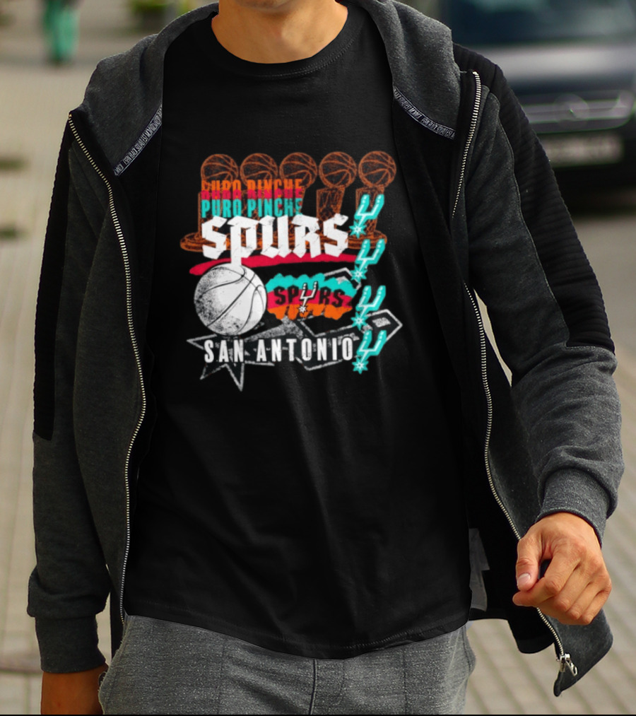 San Antonio Spurs Puro Pinche Basketball Trophy Icons And 90s T-Shirt