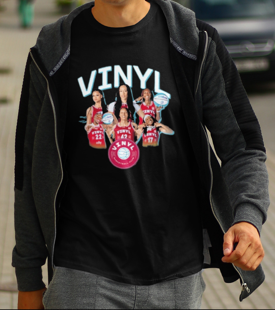Vinyl Basketball Club Player Team Spirit With Basketball Stars T-Shirt