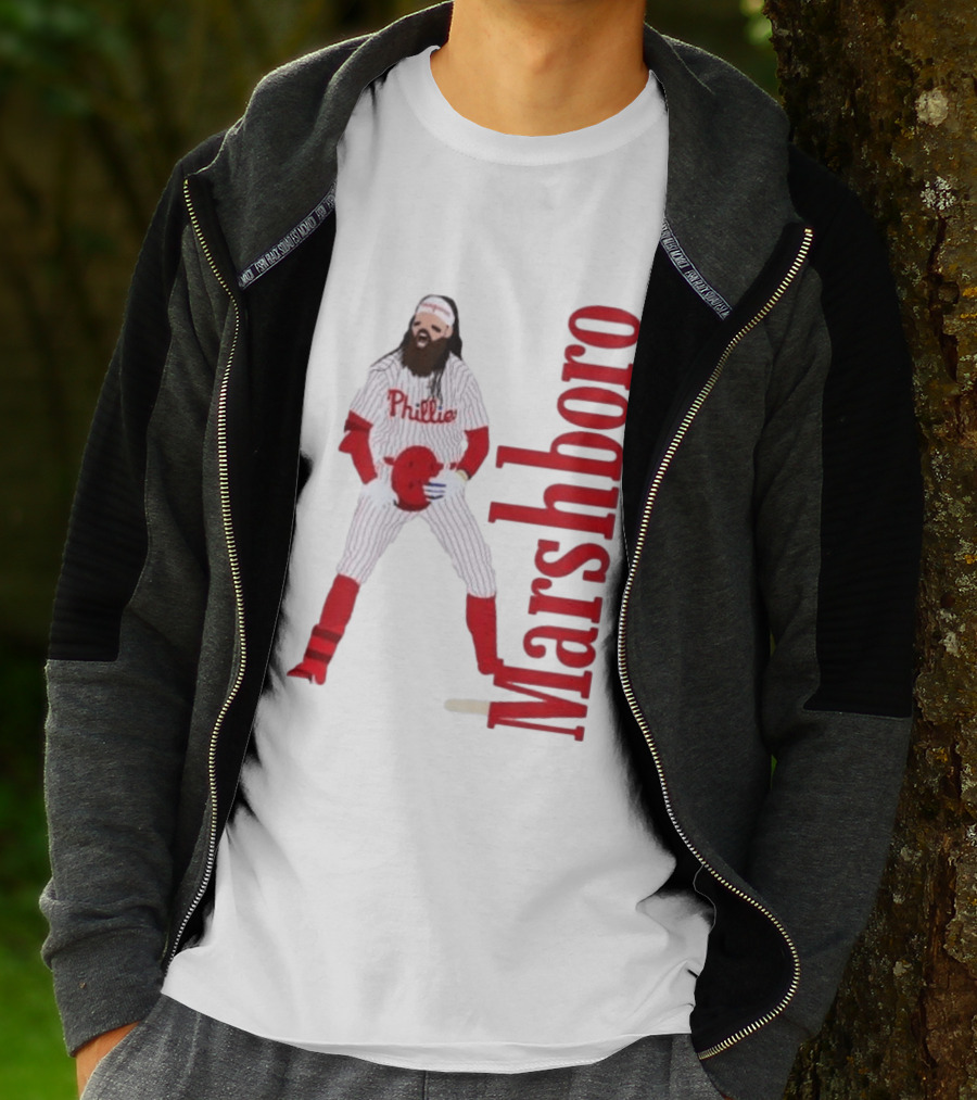 Brandon Marshboro Phillies Player Uniform Red Vertical T-Shirt