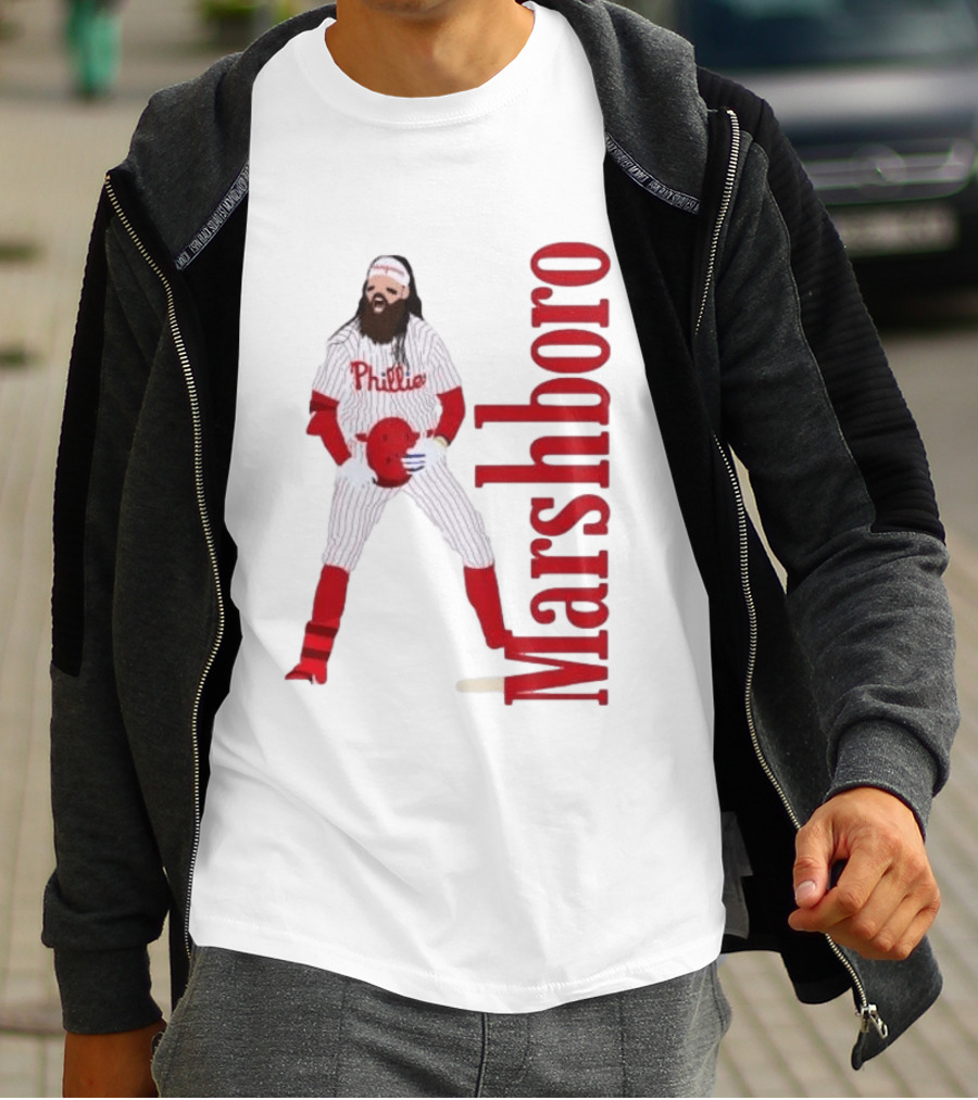 Brandon Marshboro Phillies Player Uniform Red Vertical T-Shirt