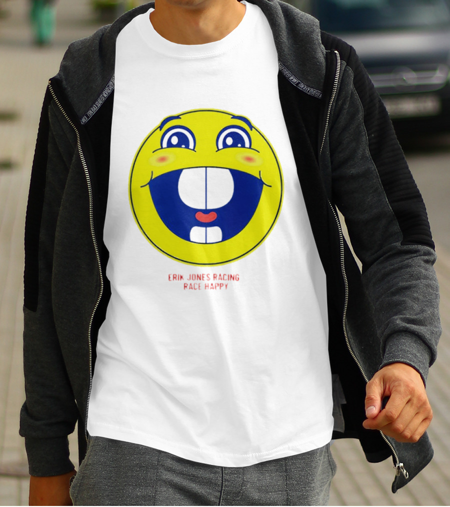 Erik Jones Racing Race Happy Yellow Smiley Face T-Shirt